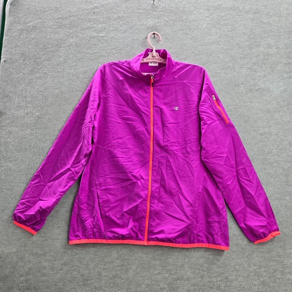 Champion Women Activewear Track Jacket Large Purple Full Zip Mock Neck Pockets - Picture 1 of 10